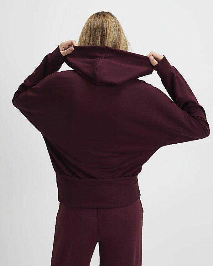 Röd premium långärmad hoodie
