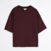 Röd premium-T-shirt med korta ärmar och boxig passform