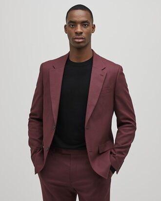 Röd slim fit-kostymjacka med struktur