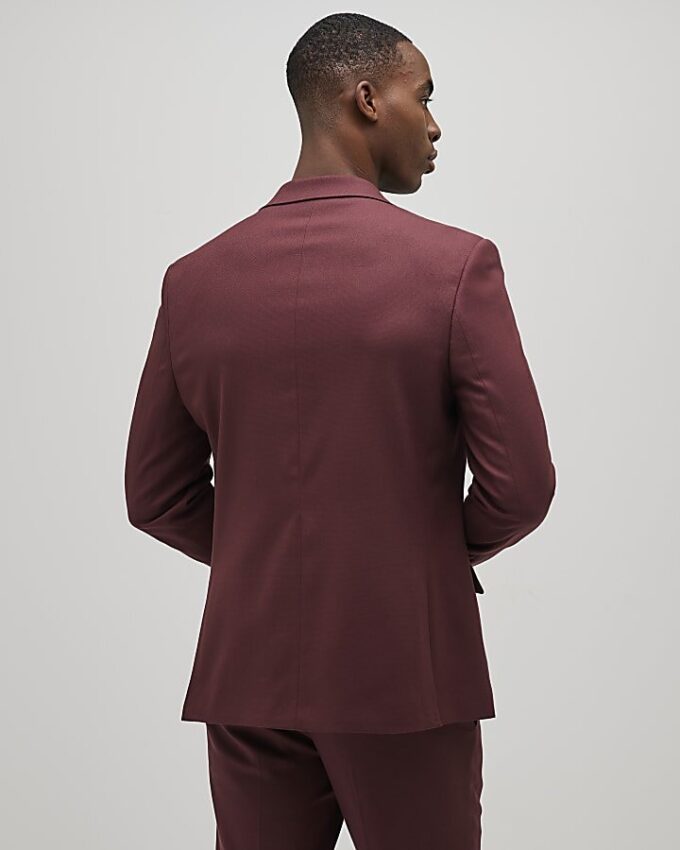 Röd slim fit-kostymjacka med struktur Röd slim fit-kostymjacka med struktur