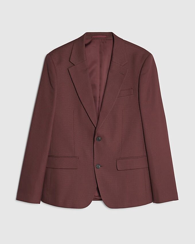 Röd slim fit-kostymjacka med struktur Röd slim fit-kostymjacka med struktur