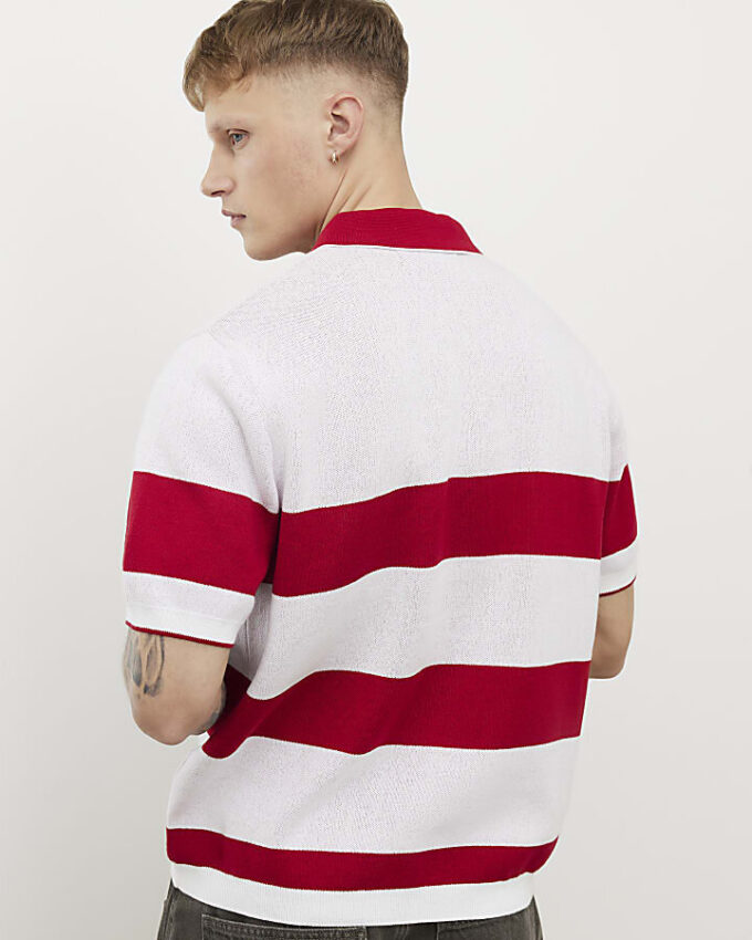 Röd slim fit-polotröja med Marello-ränder