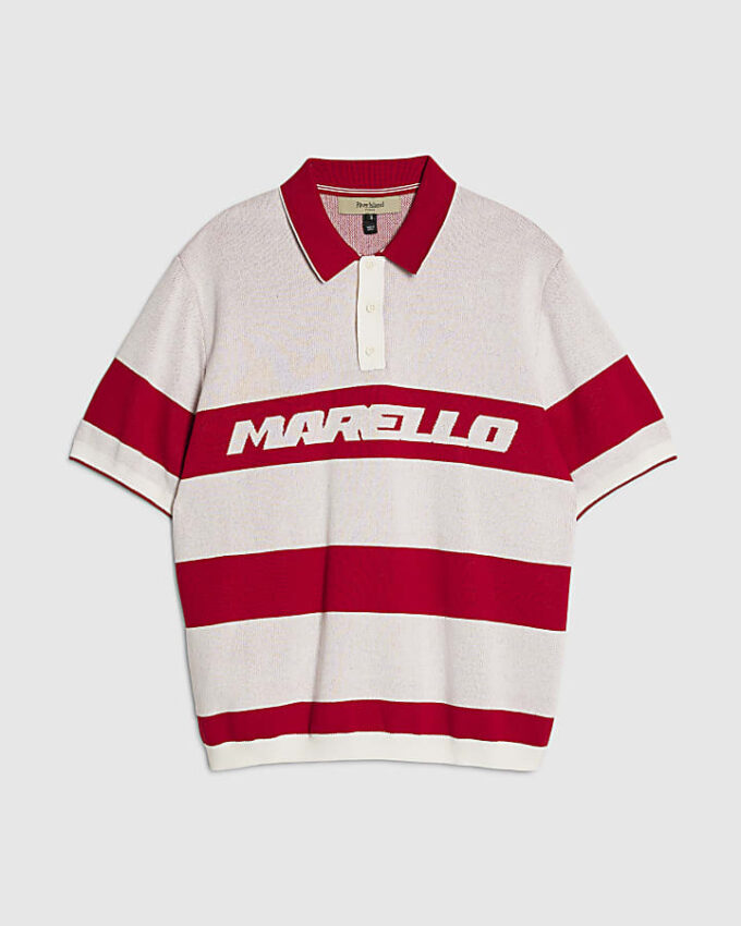 Röd slim fit-polotröja med Marello-ränder