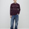 Röd slim fit-polotröja med ränder Röd slim fit-polotröja med ränder