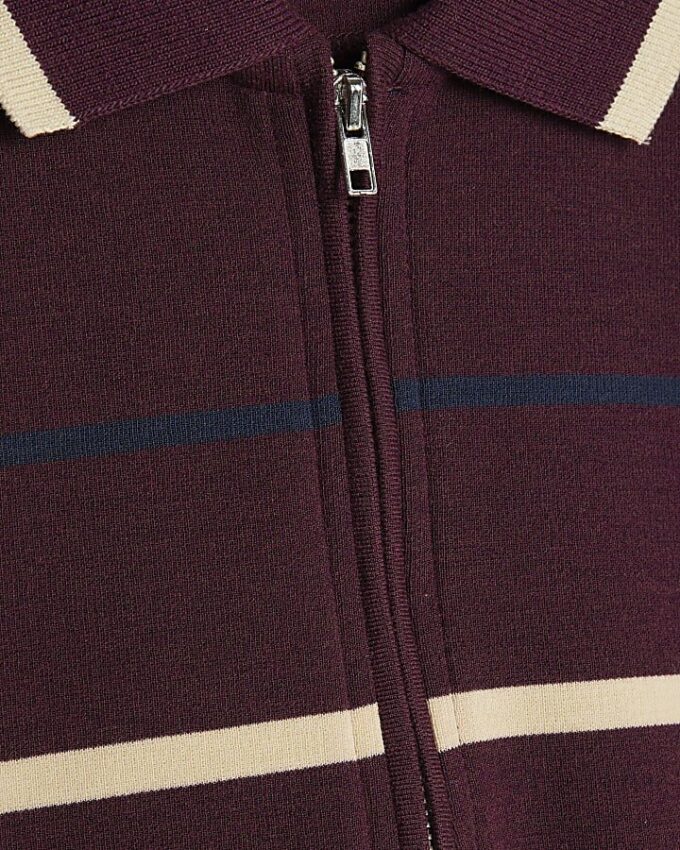 Röd slim fit-polotröja med ränder Röd slim fit-polotröja med ränder