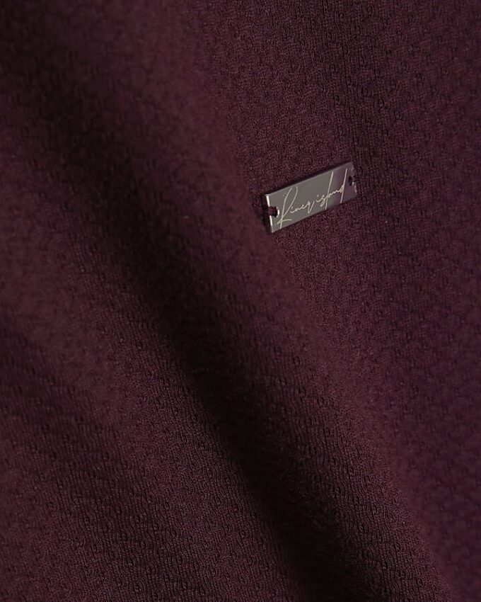 Röd Slim Fit Textured T-shirt