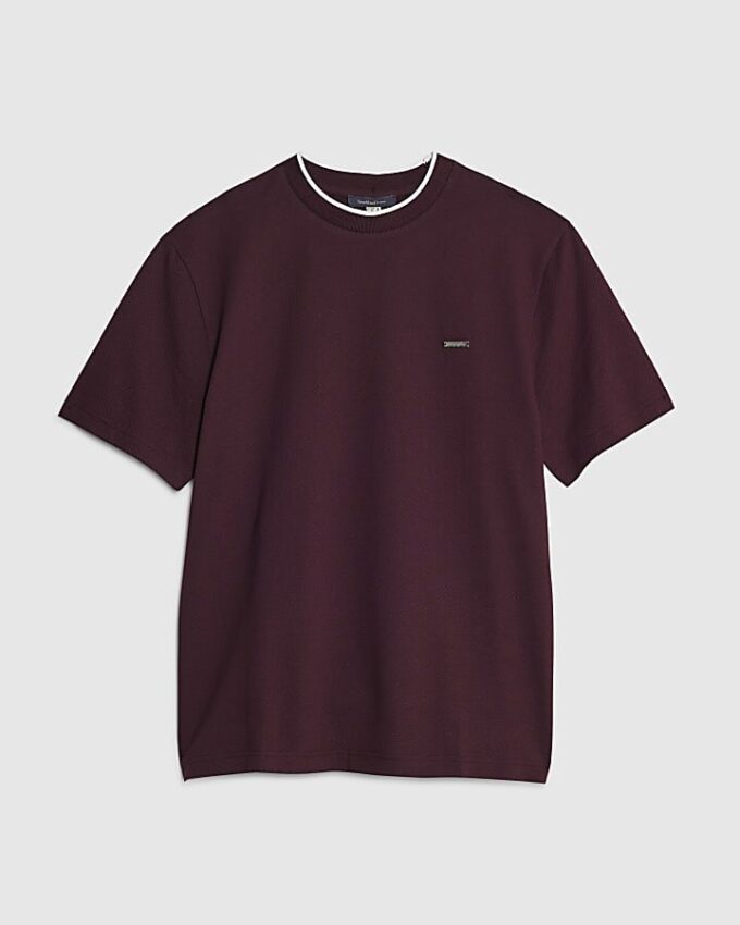 Röd Slim Fit Textured T-shirt