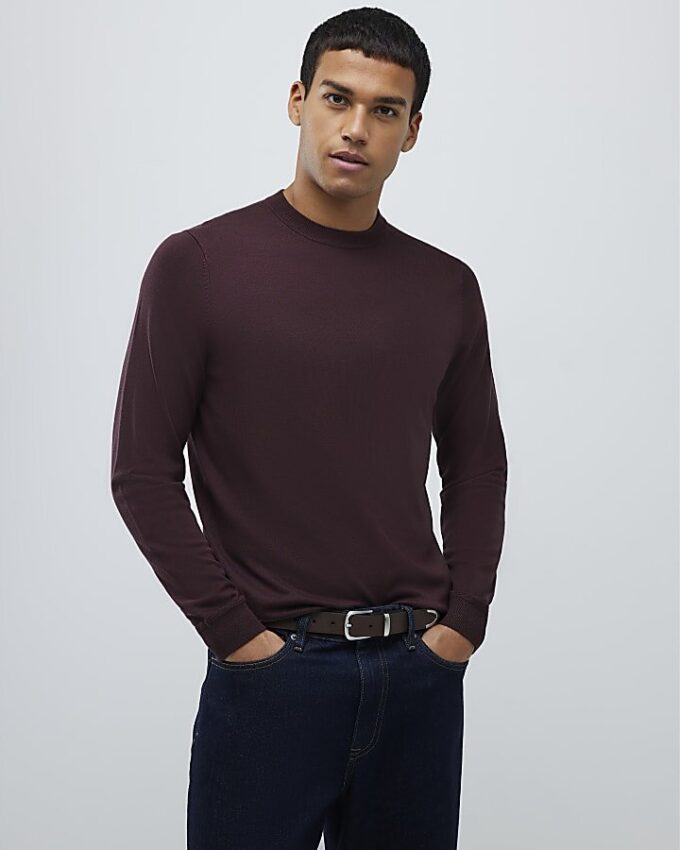 Röd slim fit-tröja
