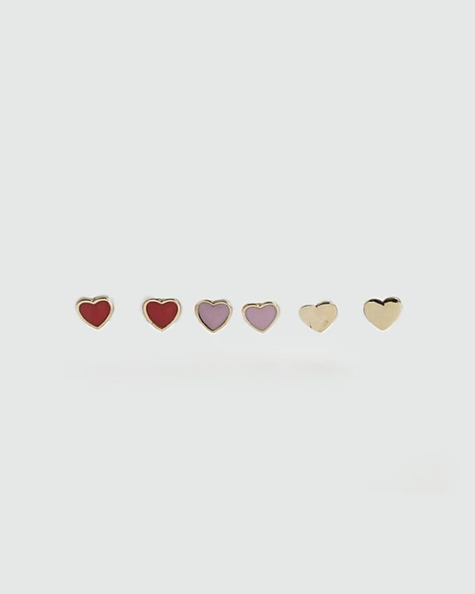 Röda hjärtformade örhängen för flickor, 3-pack