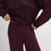 Röda premiumjoggingbyxor med hög midja och vida ben