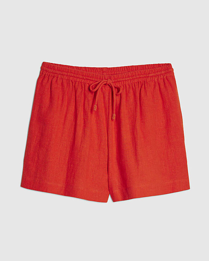 Röda shorts i linneblandning