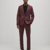 Röda slim fit-kostymbyxor med struktur