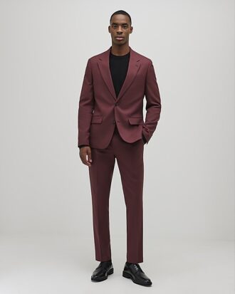 Röda slim fit-kostymbyxor med struktur