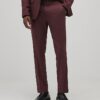 Röda slim fit-kostymbyxor med struktur