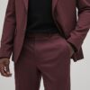 Röda slim fit-kostymbyxor med struktur
