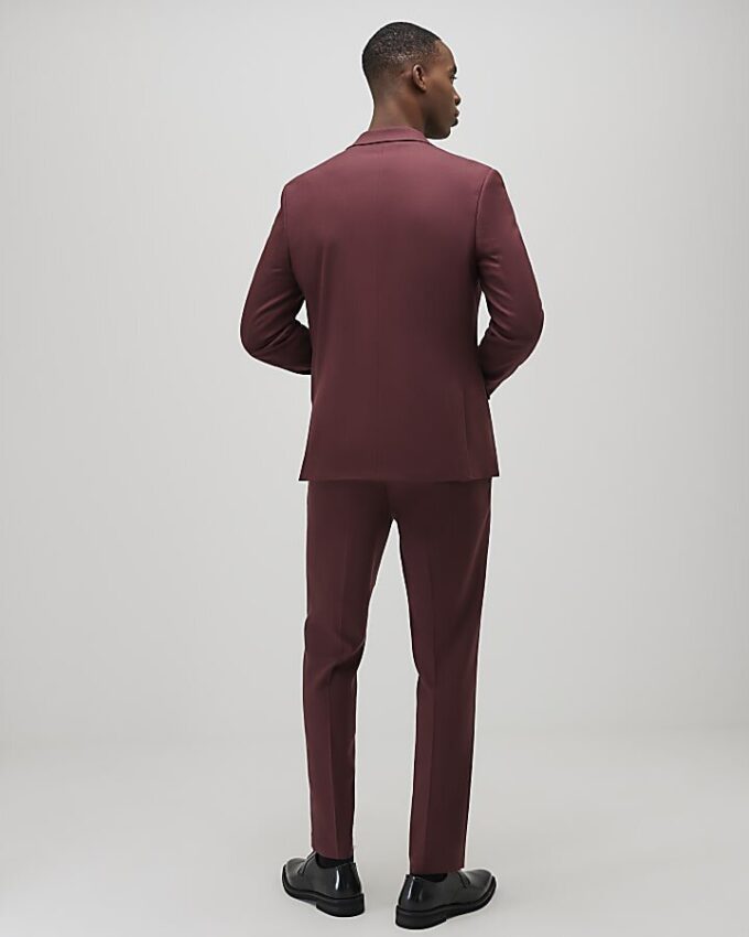 Röda slim fit-kostymbyxor med struktur