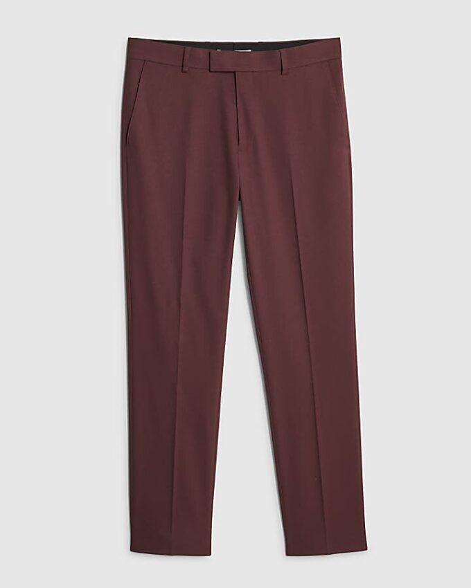 Röda slim fit-kostymbyxor med struktur