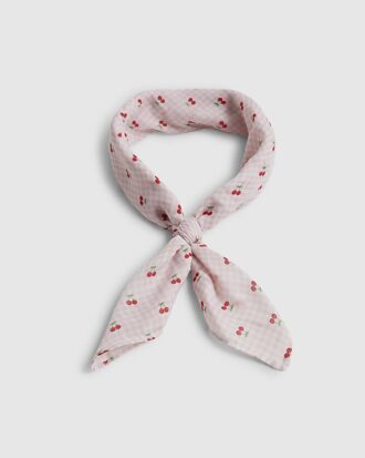 Rosa bandana med körsbärsmotiv för flickor