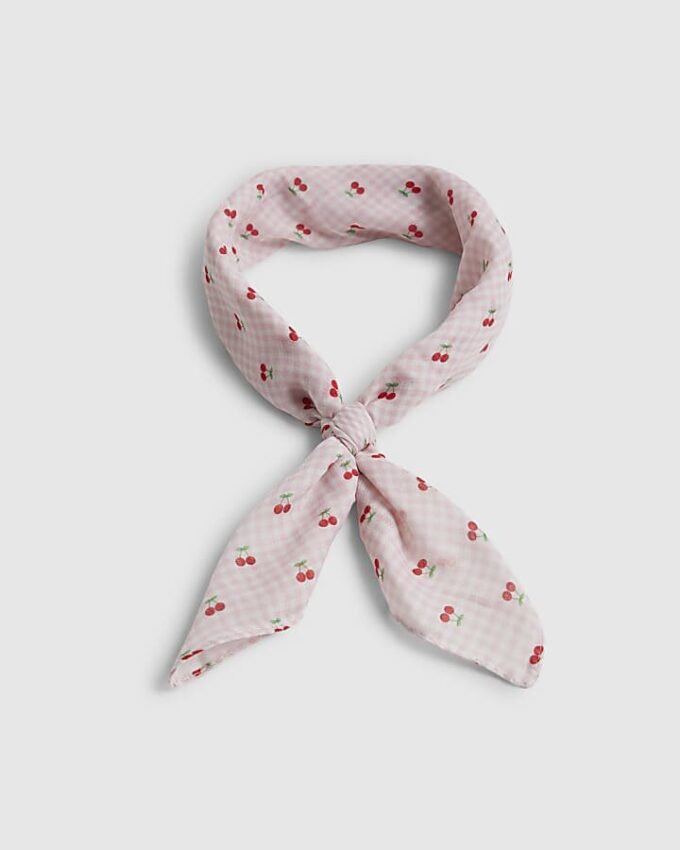 Rosa bandana med körsbärsmotiv för flickor