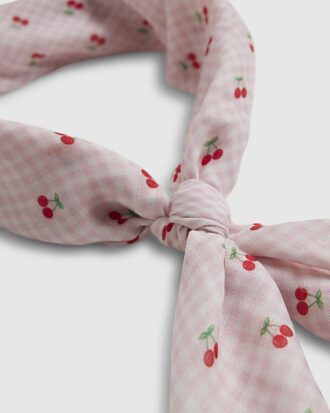 Rosa bandana med körsbärsmotiv för flickor