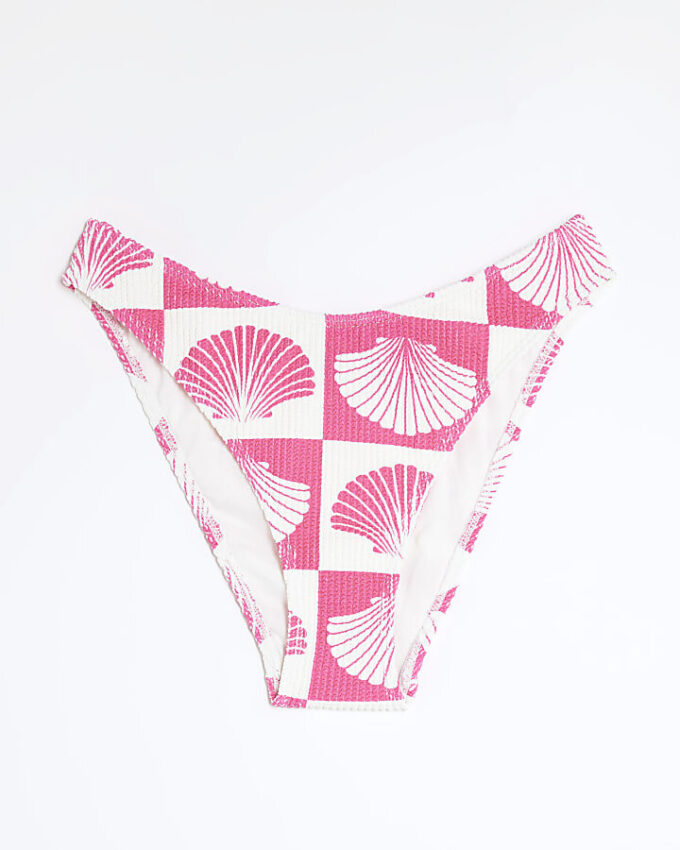 Rosa bikiniunderdel med texturerat skalprint
