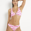 Rosa bikiniöverdel med snäckmönster och texturerad cami