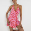 Rosa blommig mönstrad ärmlös playsuit