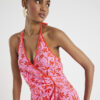 Rosa blommig mönstrad ärmlös playsuit