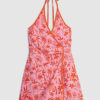 Rosa blommig mönstrad ärmlös playsuit