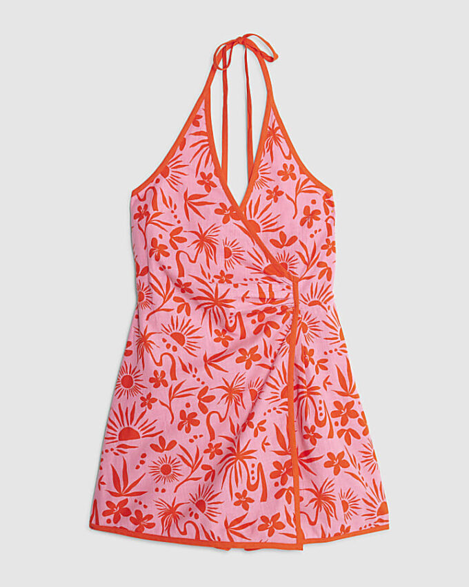 Rosa blommig mönstrad ärmlös playsuit