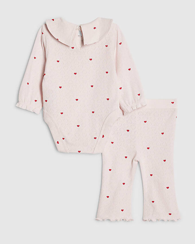 Rosa bodysuit med hjärtmönster för babyflickor