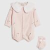 Rosa bodysuit och strumpor för babyflickor