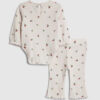 Rosa bodysuit-set med blommönster för babyflickor