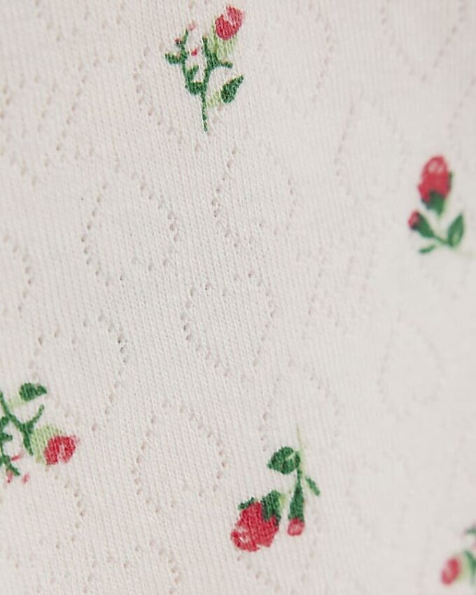 Rosa bodysuit-set med blommönster för babyflickor