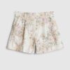 Rosa bouclé-shorts med blommönster