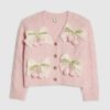 Rosa cardigan med rosettblommor för flickor Rosa cardigan med rosettblommor för flickor
