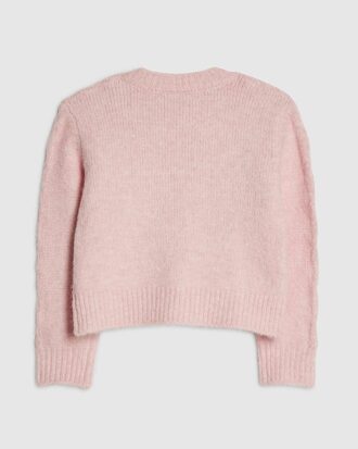 Rosa cardigan med rosettblommor för flickor