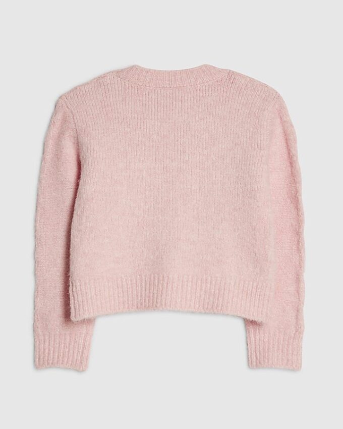 Rosa cardigan med rosettblommor för flickor Rosa cardigan med rosettblommor för flickor