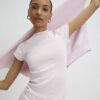Rosa figursydd ribbad T-shirt