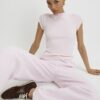 Rosa figursydd ribbad T-shirt