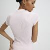 Rosa figursydd ribbad T-shirt