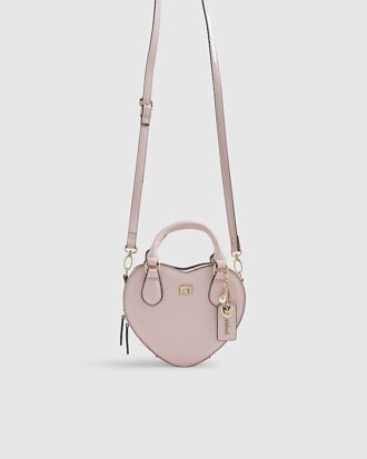 Rosa hjärtformad crossbody-väska