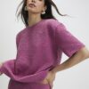 Rosa jacquard-T-shirt