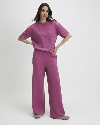 Rosa jacquard-T-shirt