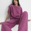 Rosa jacquard-T-shirt