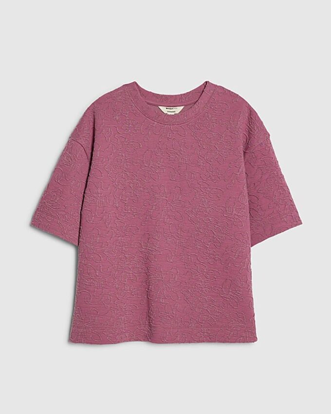 Rosa jacquard-T-shirt