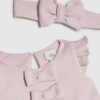 Rosa klänningsset med volangärmar och rosett för babyflickor