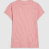 Rosa kortärmad ribbad T-shirt