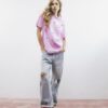 Rosa kortärmad T-shirt med broderat Ur Cute-tryck