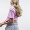 Rosa kortärmad T-shirt med broderat Ur Cute-tryck
